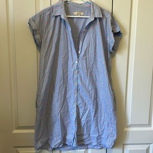 Loft blue and white striped button up  dress